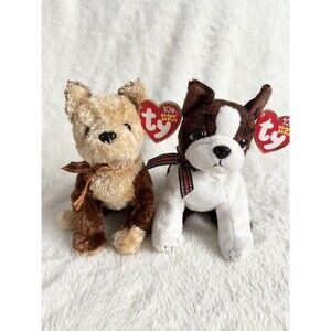 Ty Beanie Baby Dogs Fidget And Sport Ribbon Collar 10 Years Plush Toy